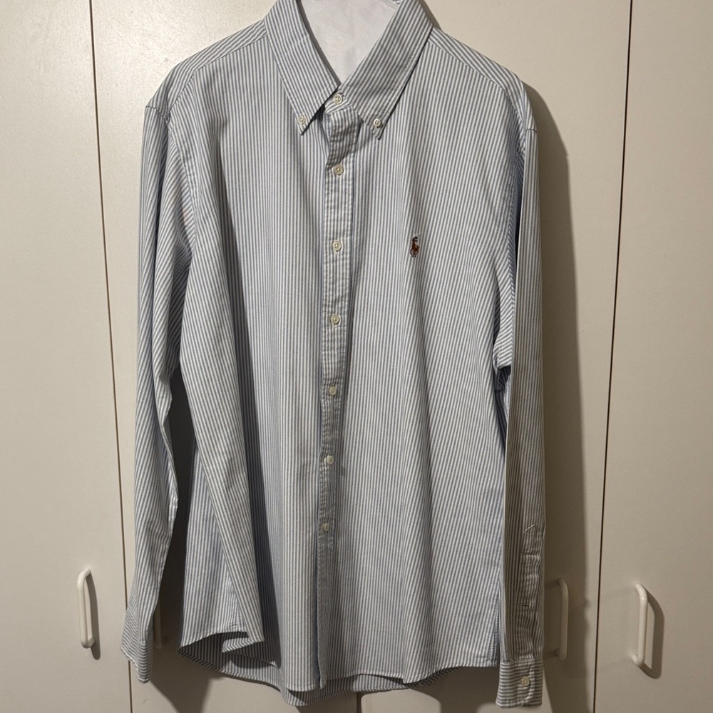 Ralph Lauren Men's Blue Striped Button-Down Shirt